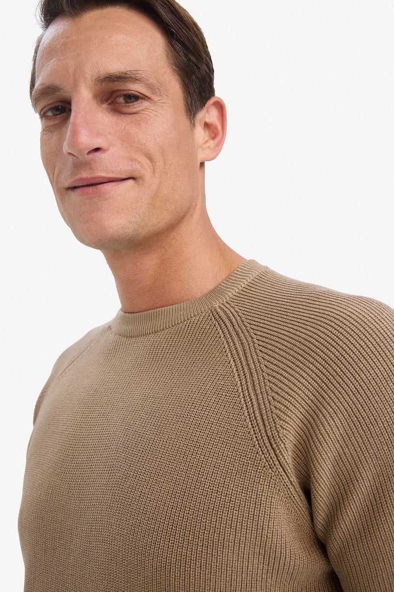 DeFacto Beige Man Standard Fit Crew Neck Knitwear Pullover Casual - Image 5